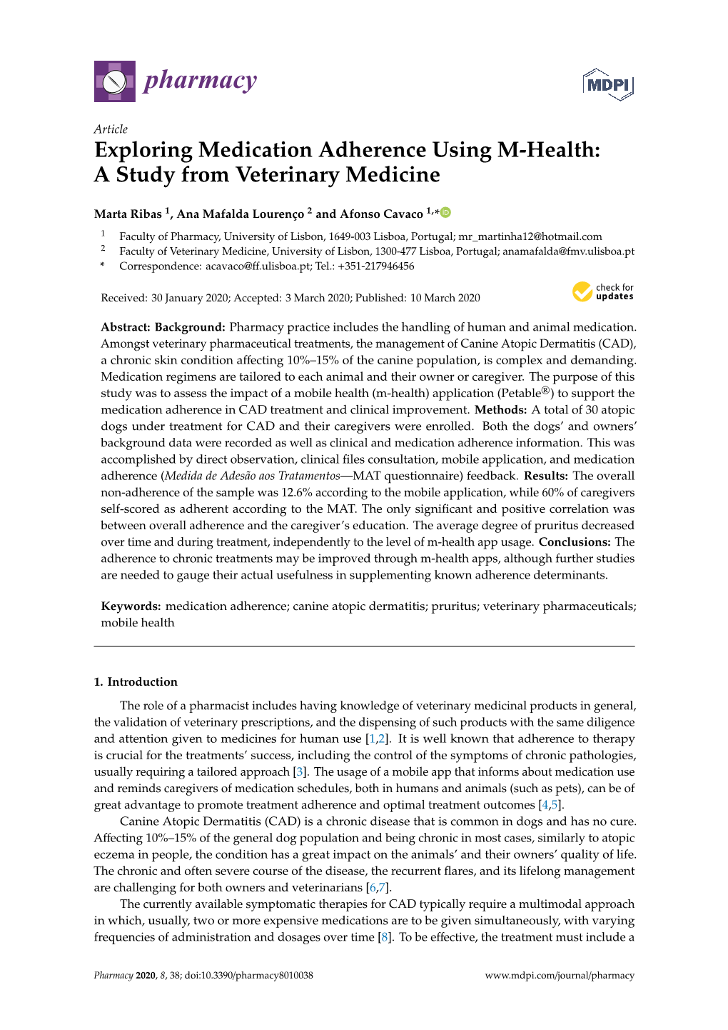 Exploring Medication Adherence Using M-Health: a Study from Veterinary Medicine