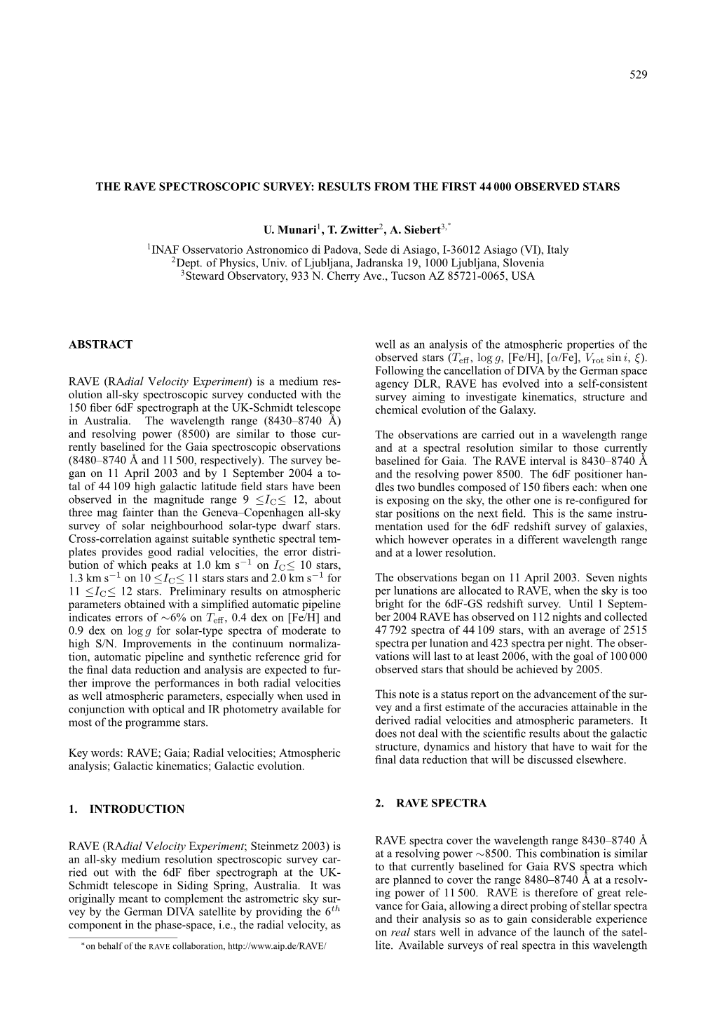 529 the Rave Spectroscopic Survey