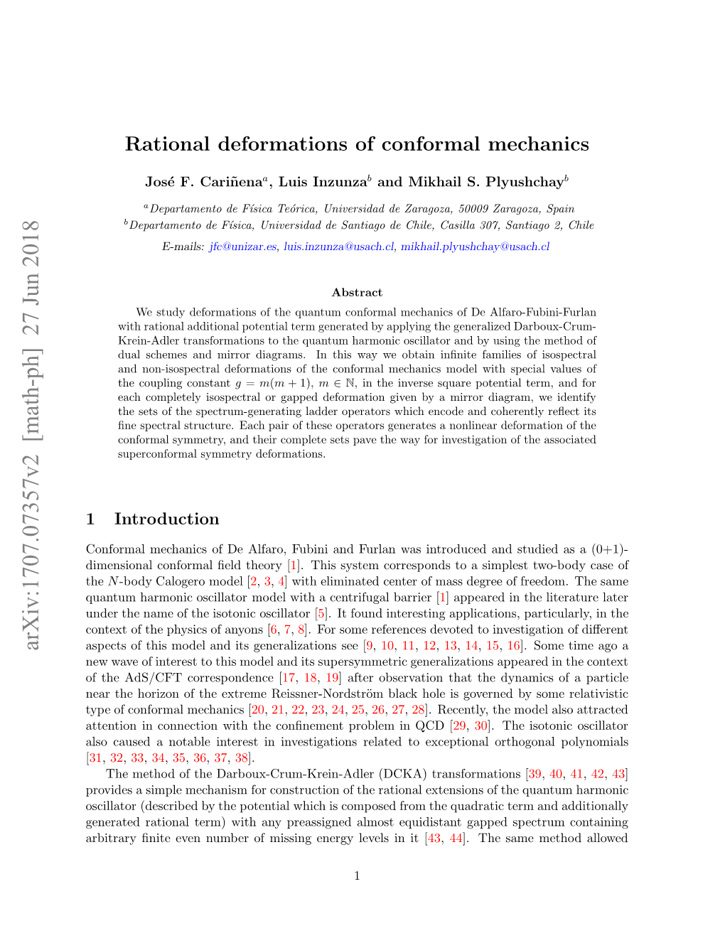 Rational Deformations of Conformal Mechanics