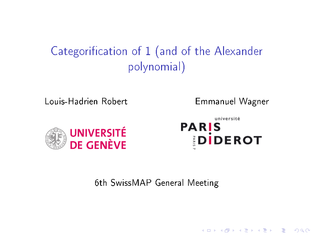 Categorification of 1 (And of the Alexander Polynomial)