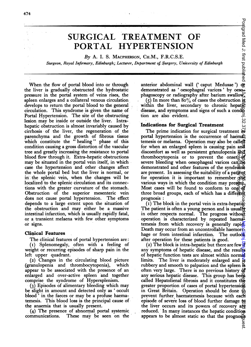 SURGICAL TREATMENT of PORTAL HYPERTENSION by A