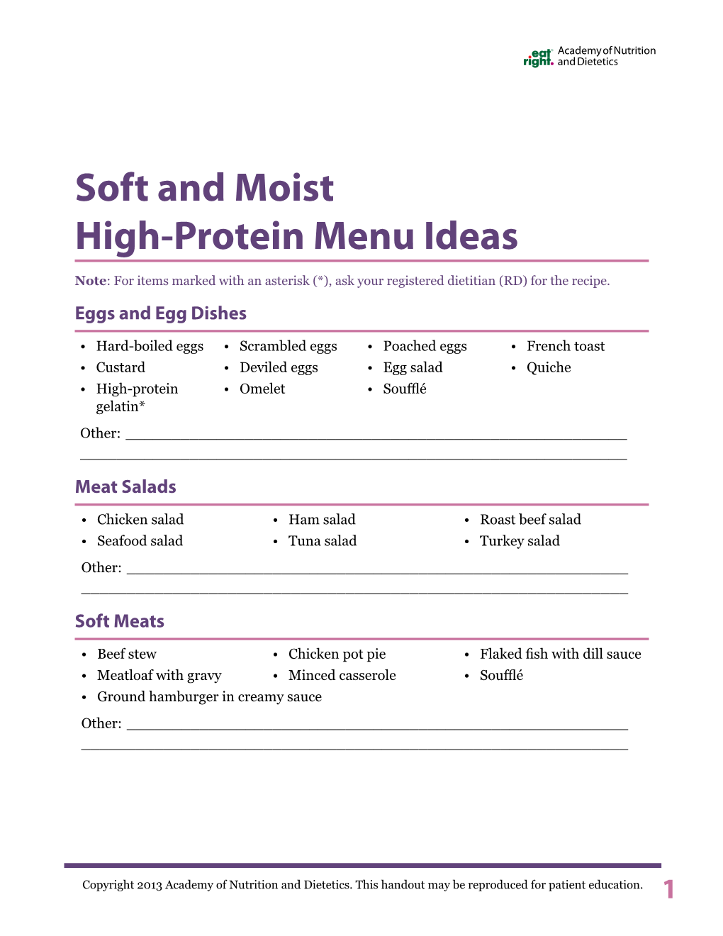 Soft and Moist High-Protein Menu Ideas