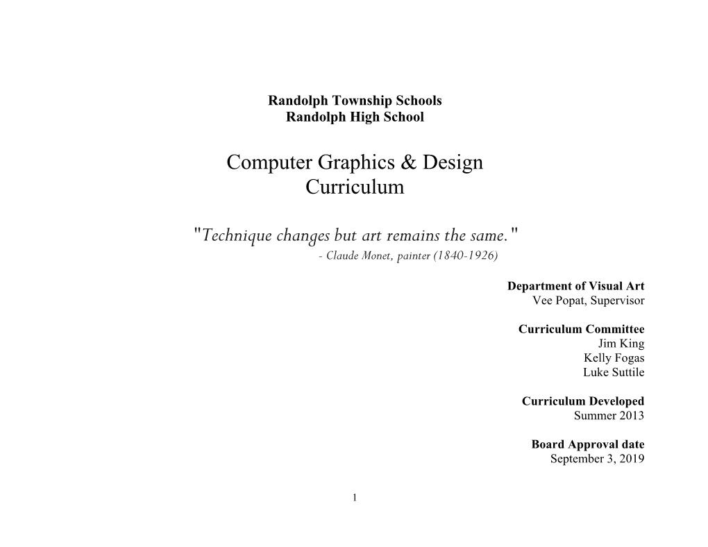 Computer Graphics & Design Curriculum