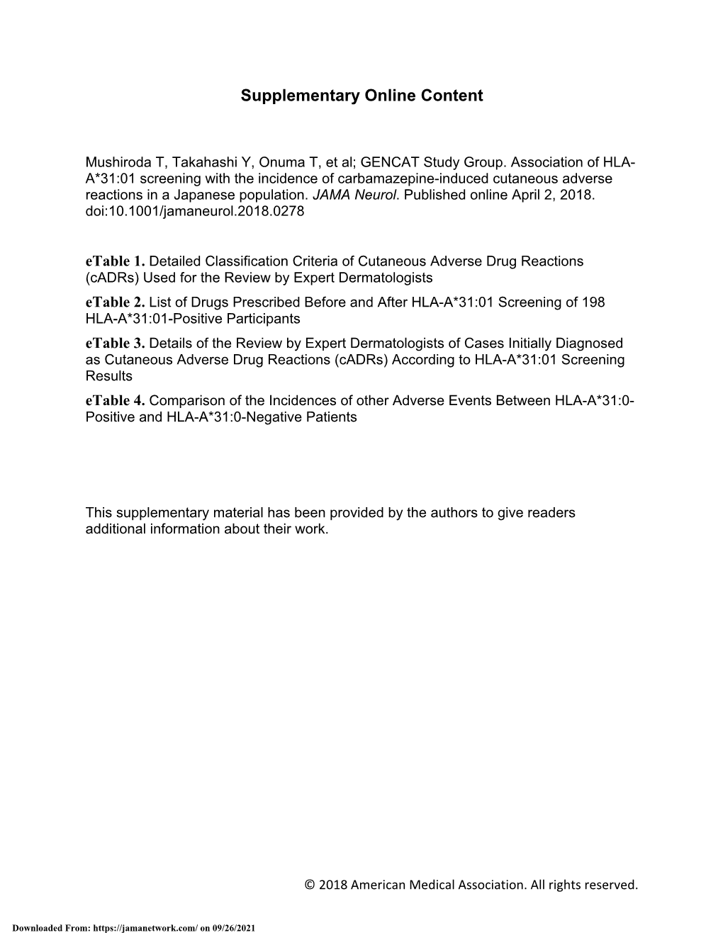 Association of HLA-A*31:01 Screening with the Incidence of Carbamazepine-Induced Cutaneous Adverse Reactions in a Japanese Popul