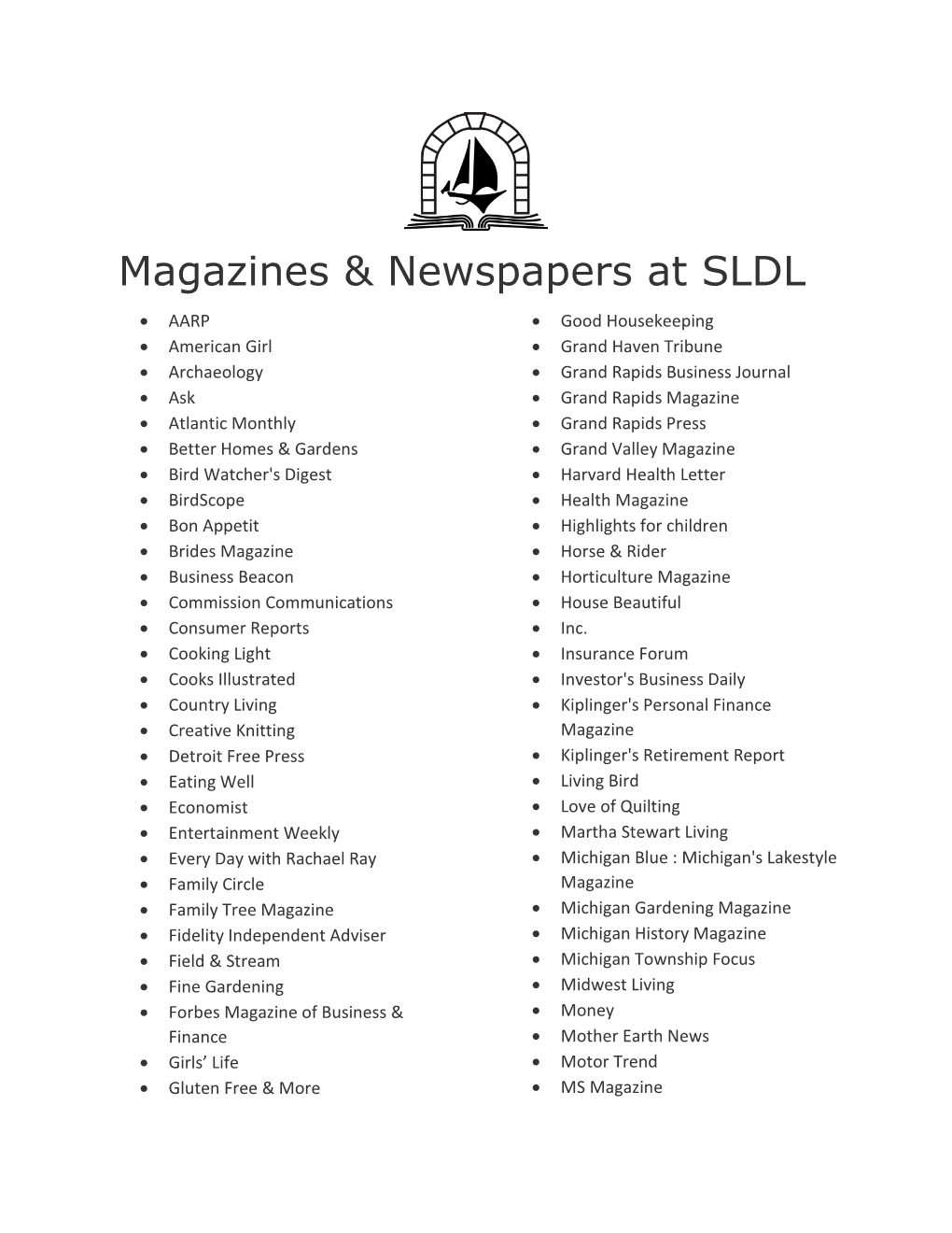 Magazines & Newspapers at SLDL