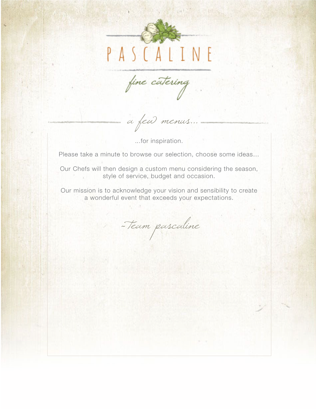 ~ Team Pascaline a Few Menus