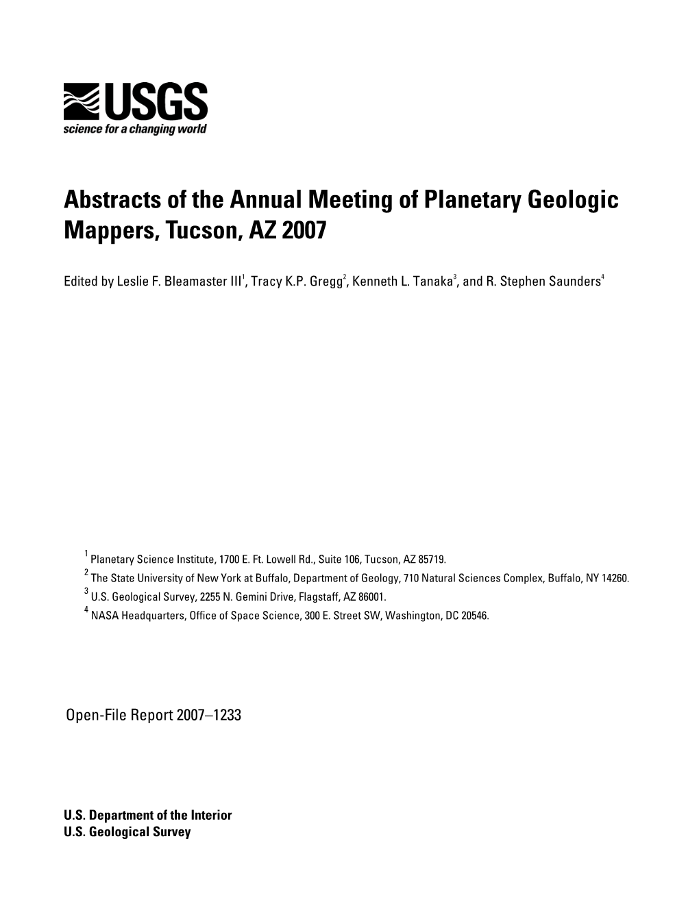 USGS Open-File Report 2007-1233