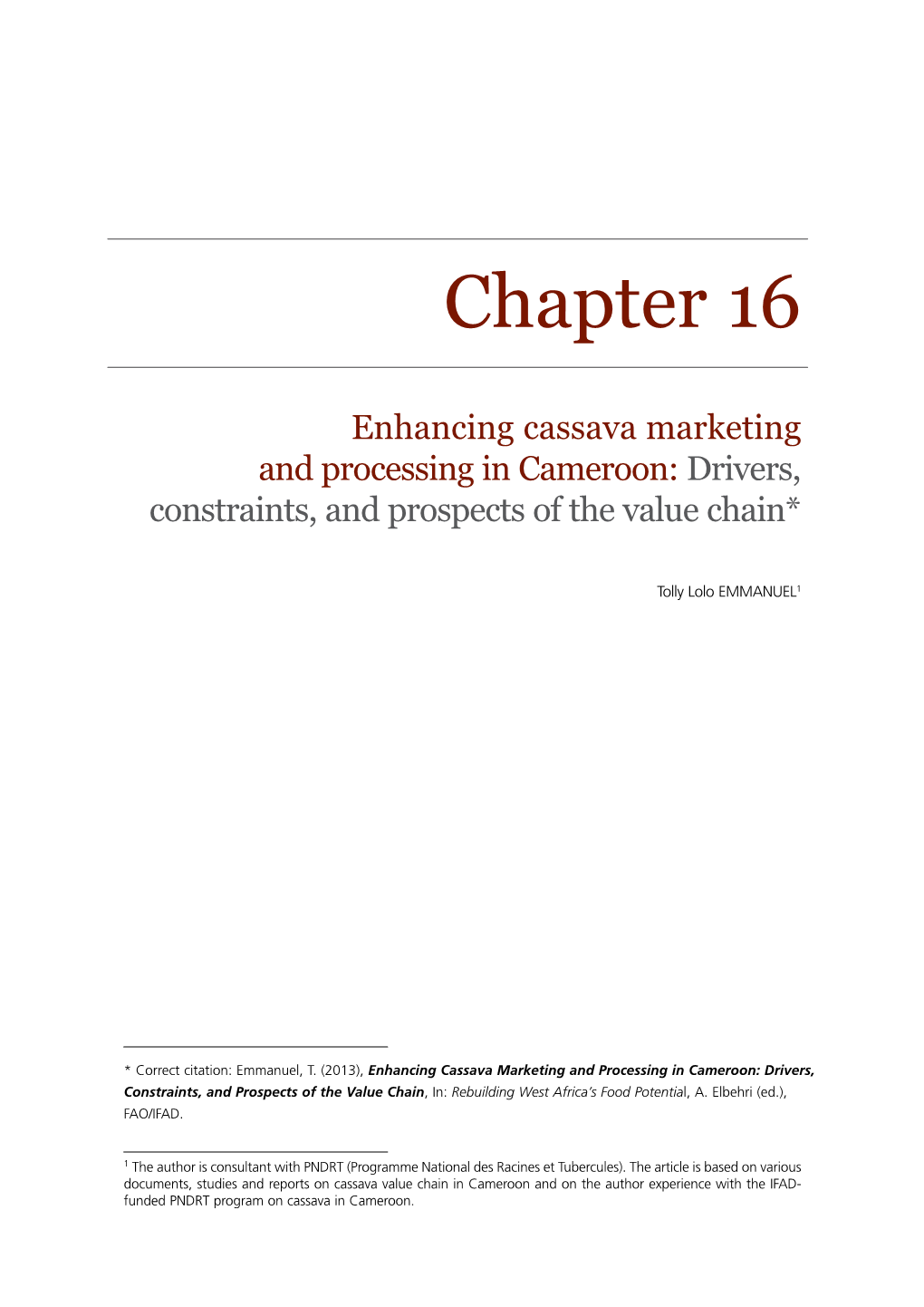 Chapter 16. Enhancing Cassava Marketing and Processing in Cameroon 505