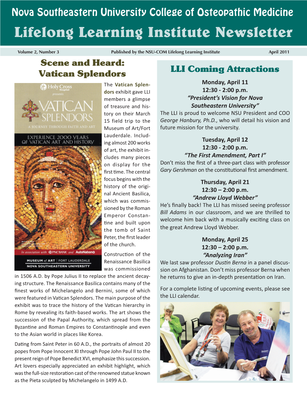 Lifelong Learning Institute Newsletter