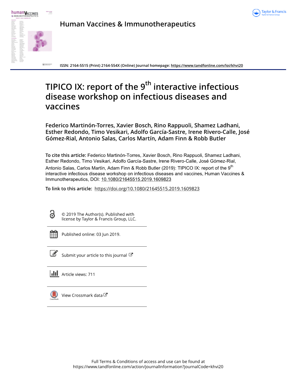 TIPICO IX: Report of the 9 Interactive Infectious Disease Workshop On