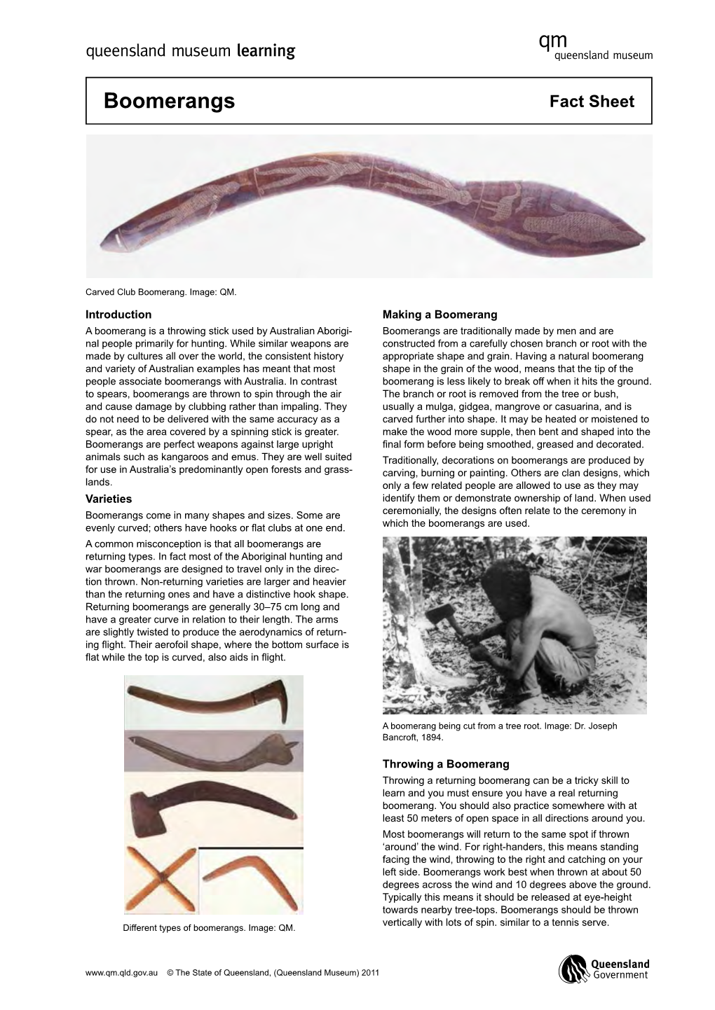 Boomerangs Fact Sheet