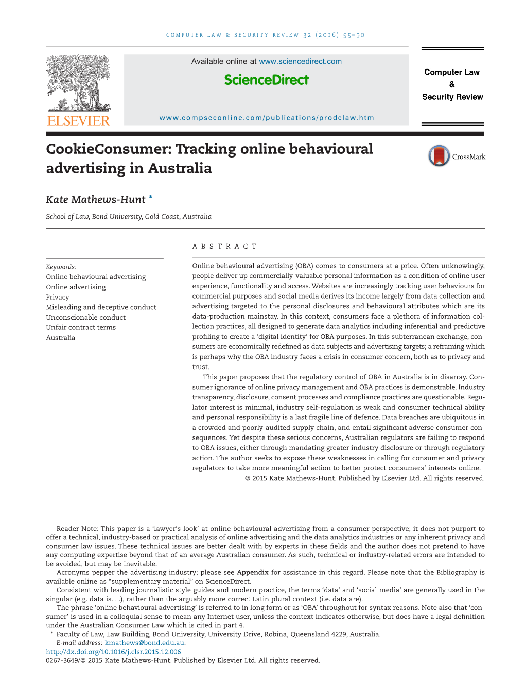 Cookieconsumer: Tracking Online Behavioural Advertising in Australia