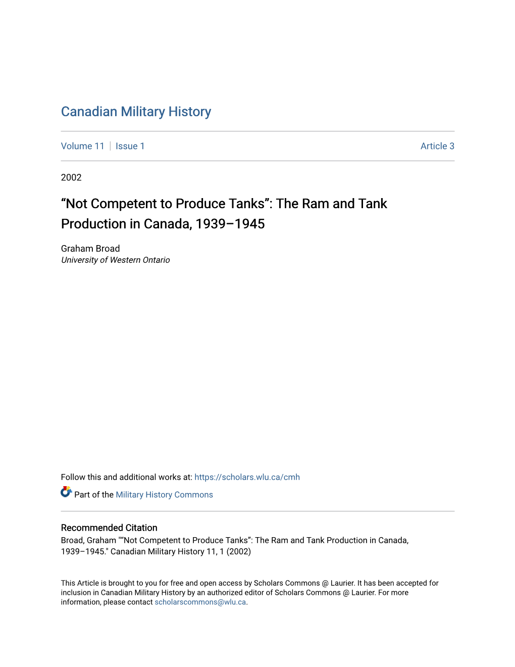 The Ram and Tank Production in Canada, 1939Â•Fi1945