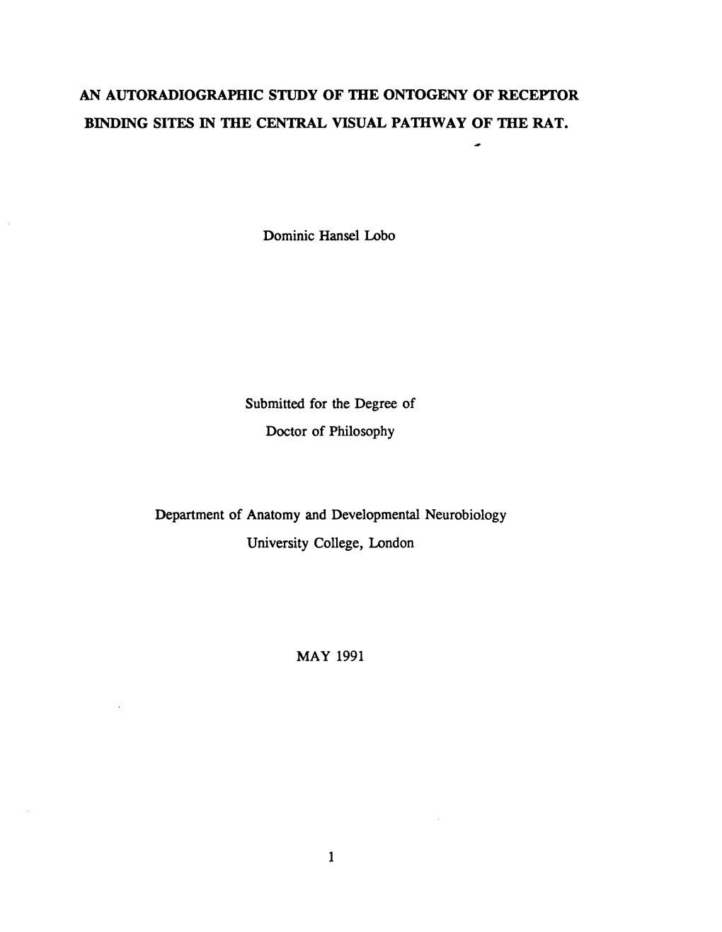 An Autoradiographic Study of the Ontogeny of Receptor