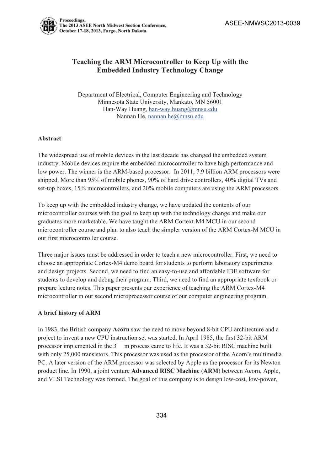 Teaching the ARM Microcontroller to Keep up with the Embedded Industry Technology Change