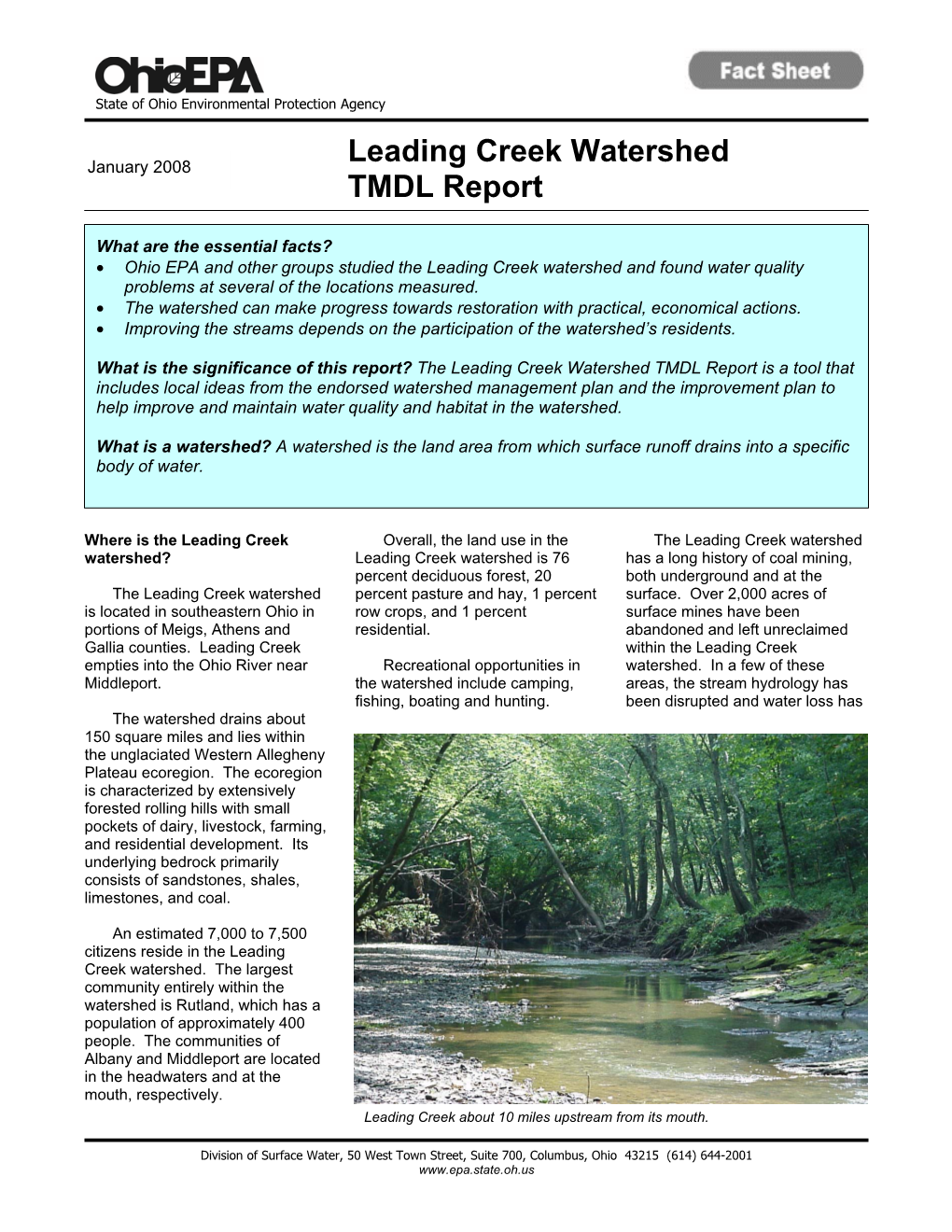 Leading Creek Watershed TMDL Report