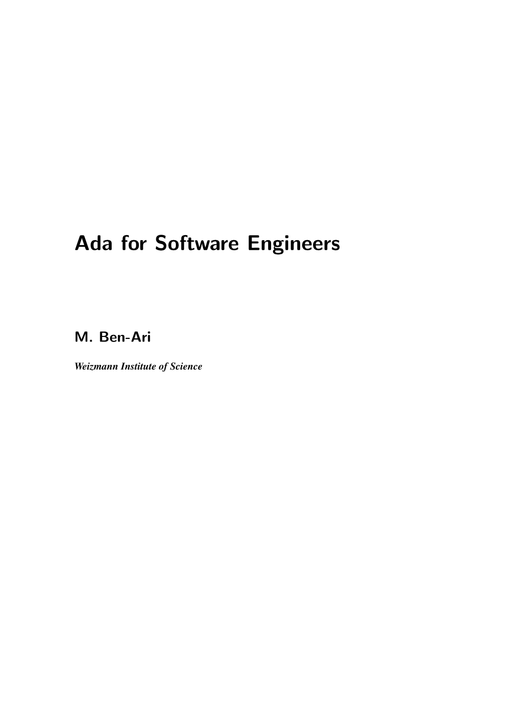 Ada for Software Engineers