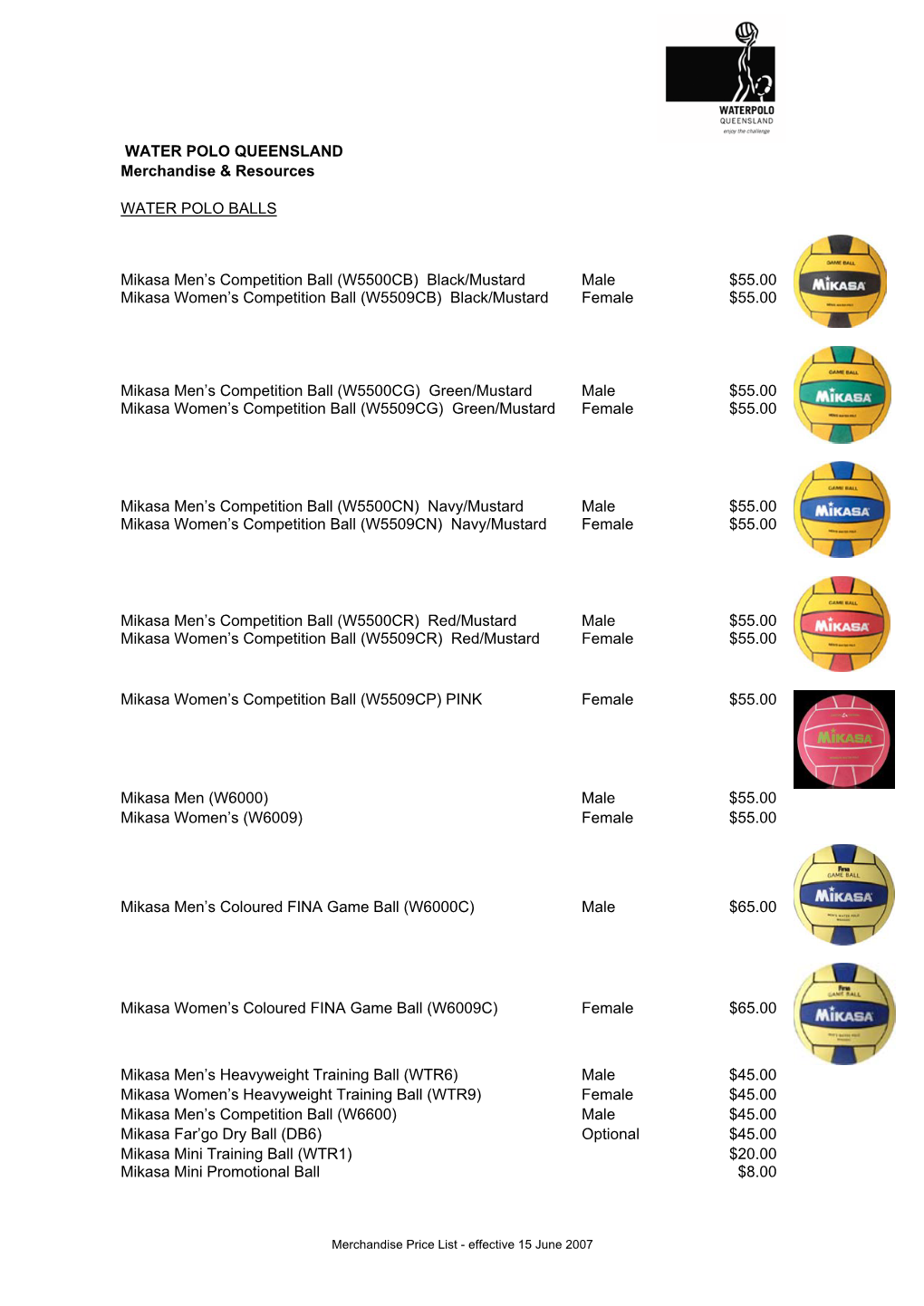 WATER POLO QUEENSLAND Merchandise & Resources WATER