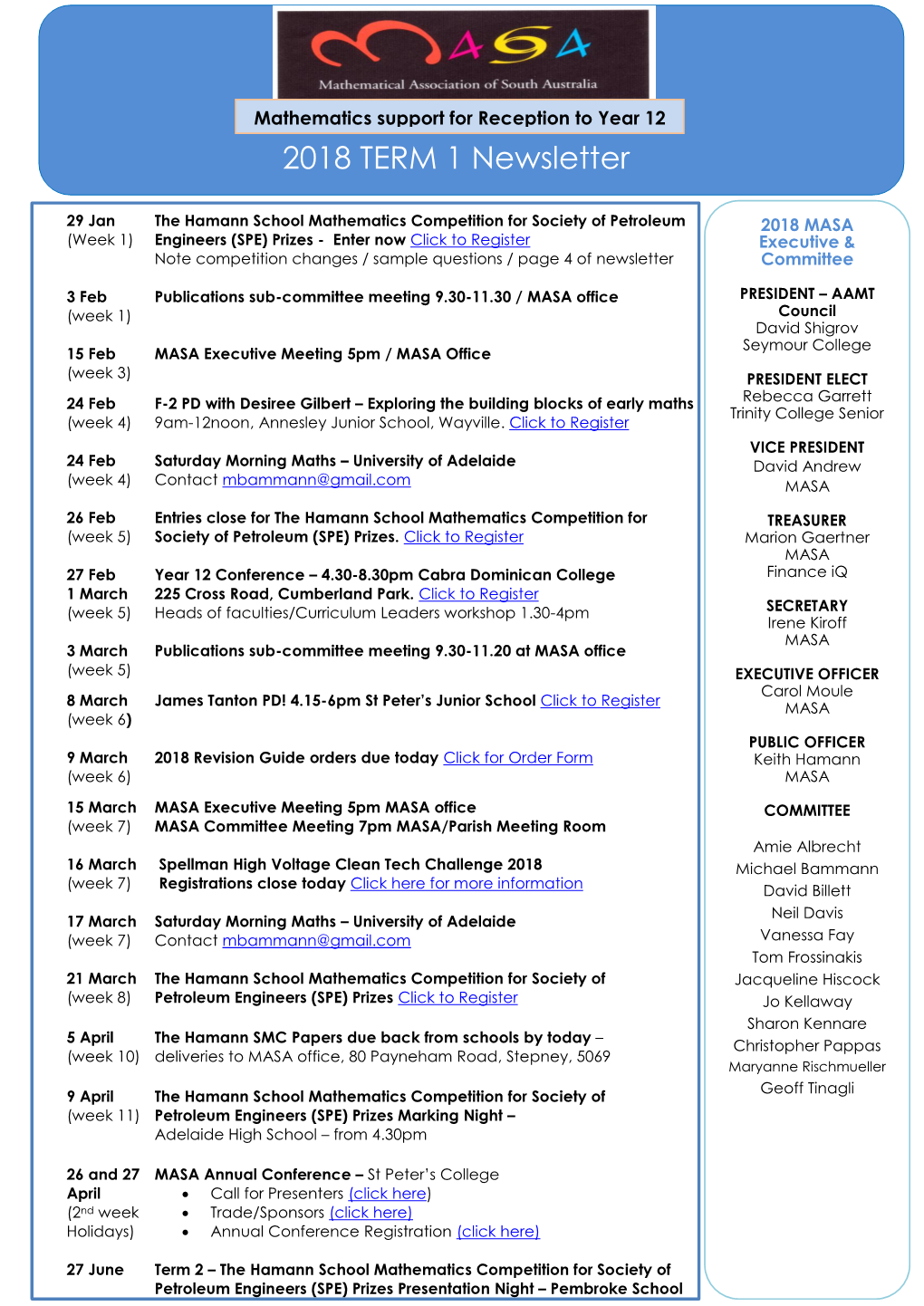 The Mathematical Association of South Australia