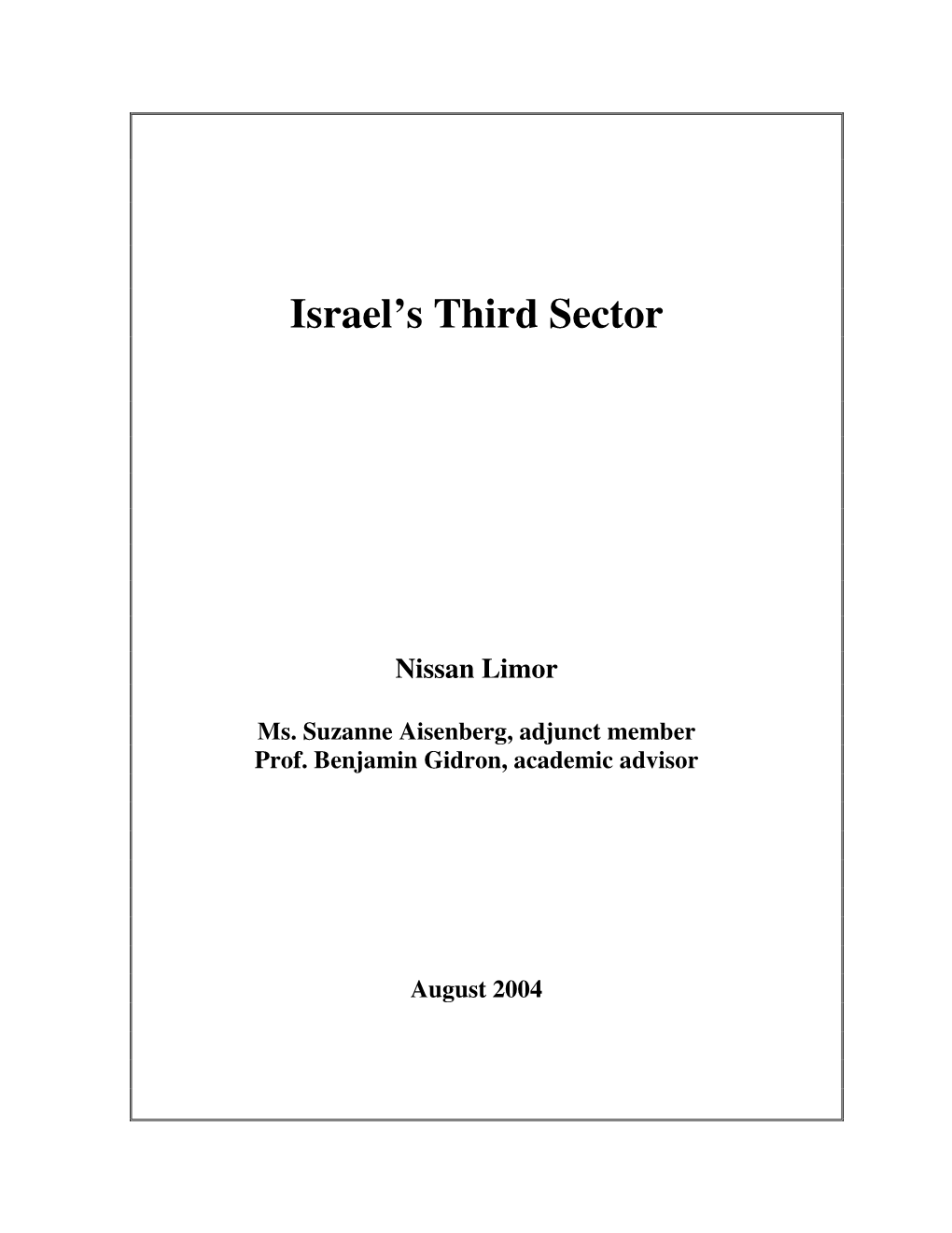 Israel's Third Sector