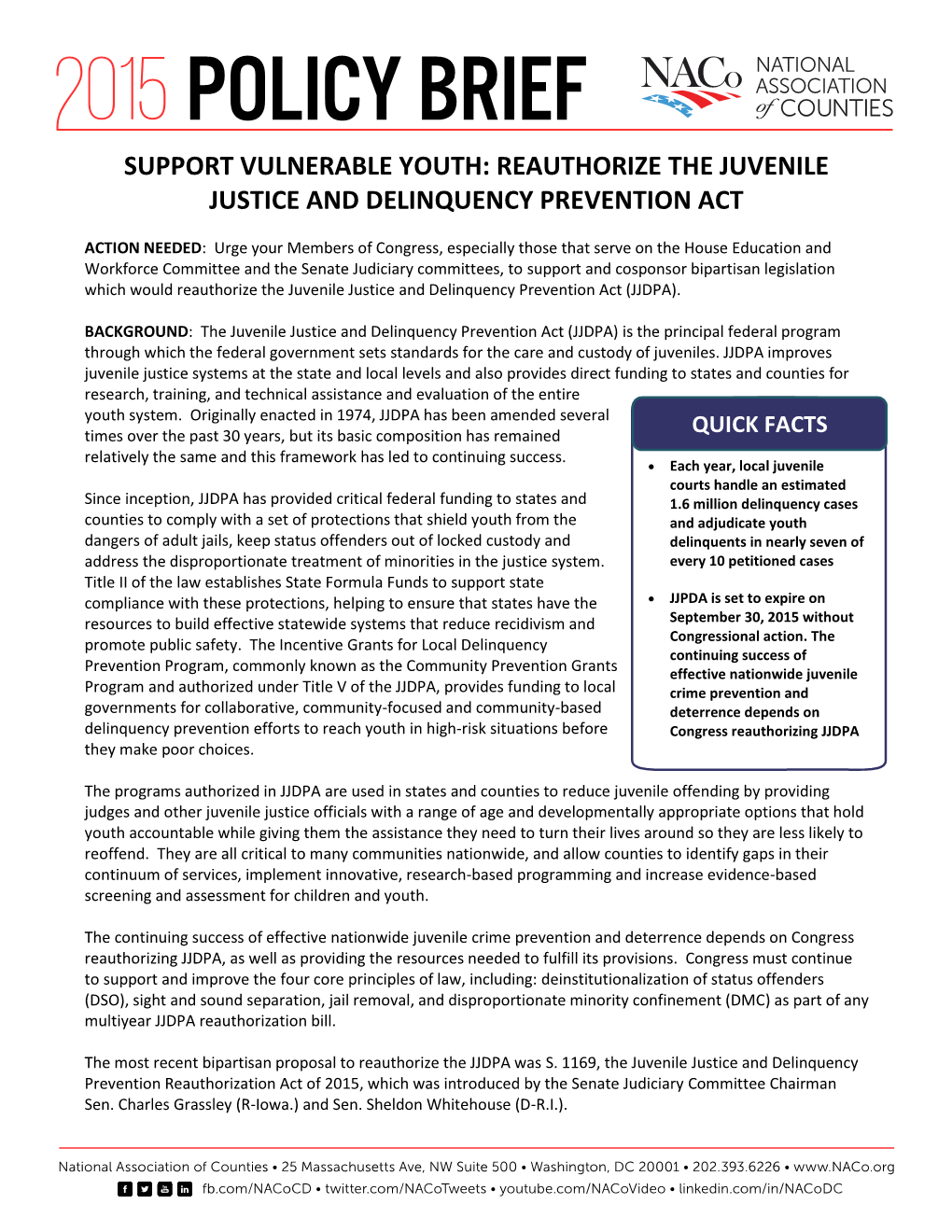 Support Vulnerable Youth: Reauthorize the Juvenile Justice and Delinquency Prevention Act