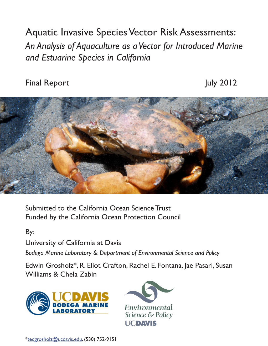 An Analysis of Aquaculture As a Vector for Introduced Marine and Estuarine Species in California