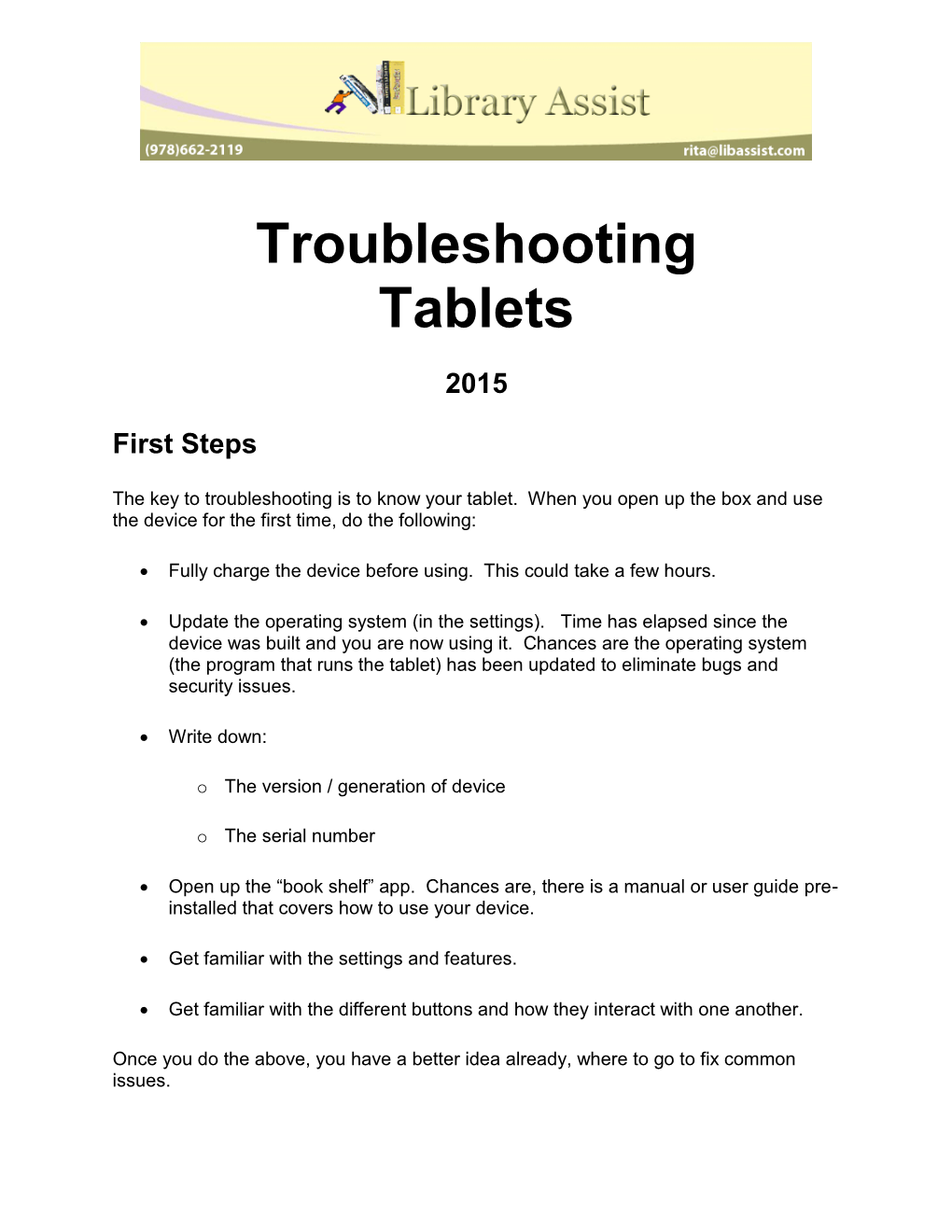 Troubleshooting Tablets