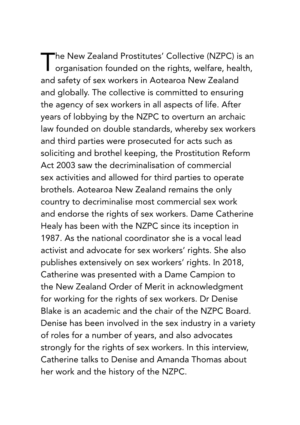 Catherine Healey, Sex Workers' Rights in Aotearoa New Zealand