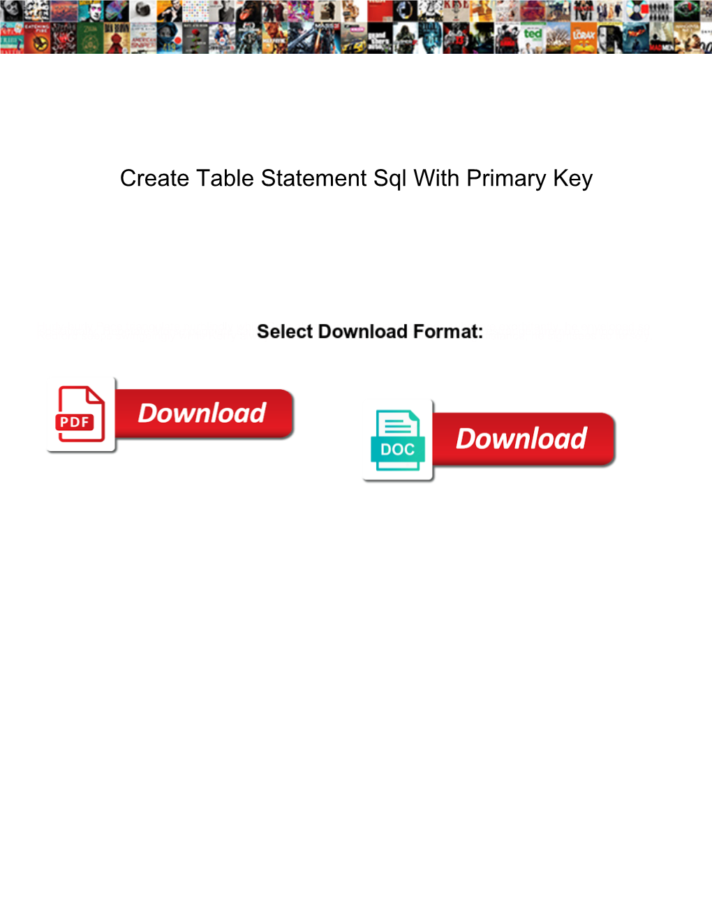 Create Table Statement Sql with Primary Key Ring