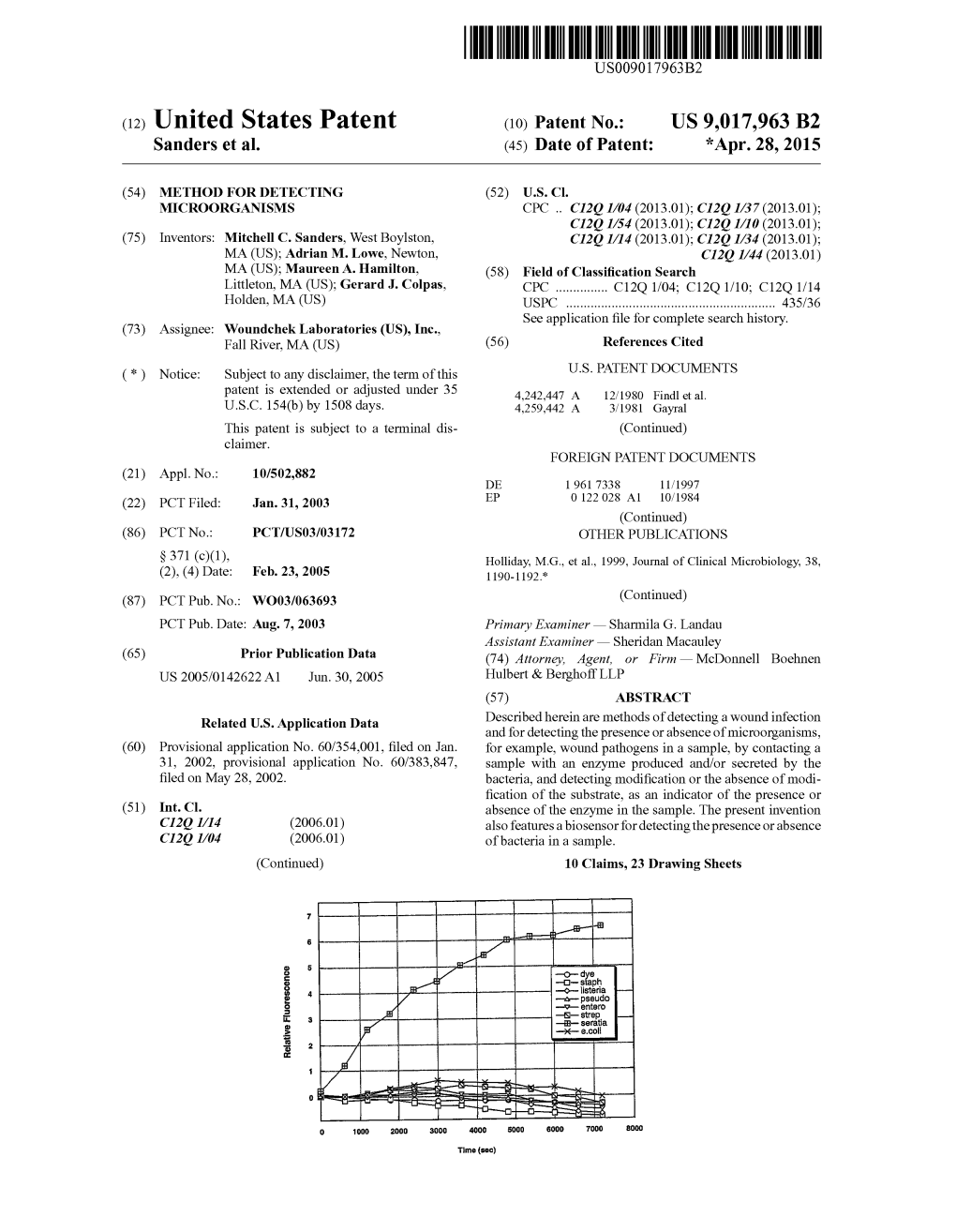 (12) United States Patent (10) Patent No.: US 9,017,963 B2 Sanders Et Al