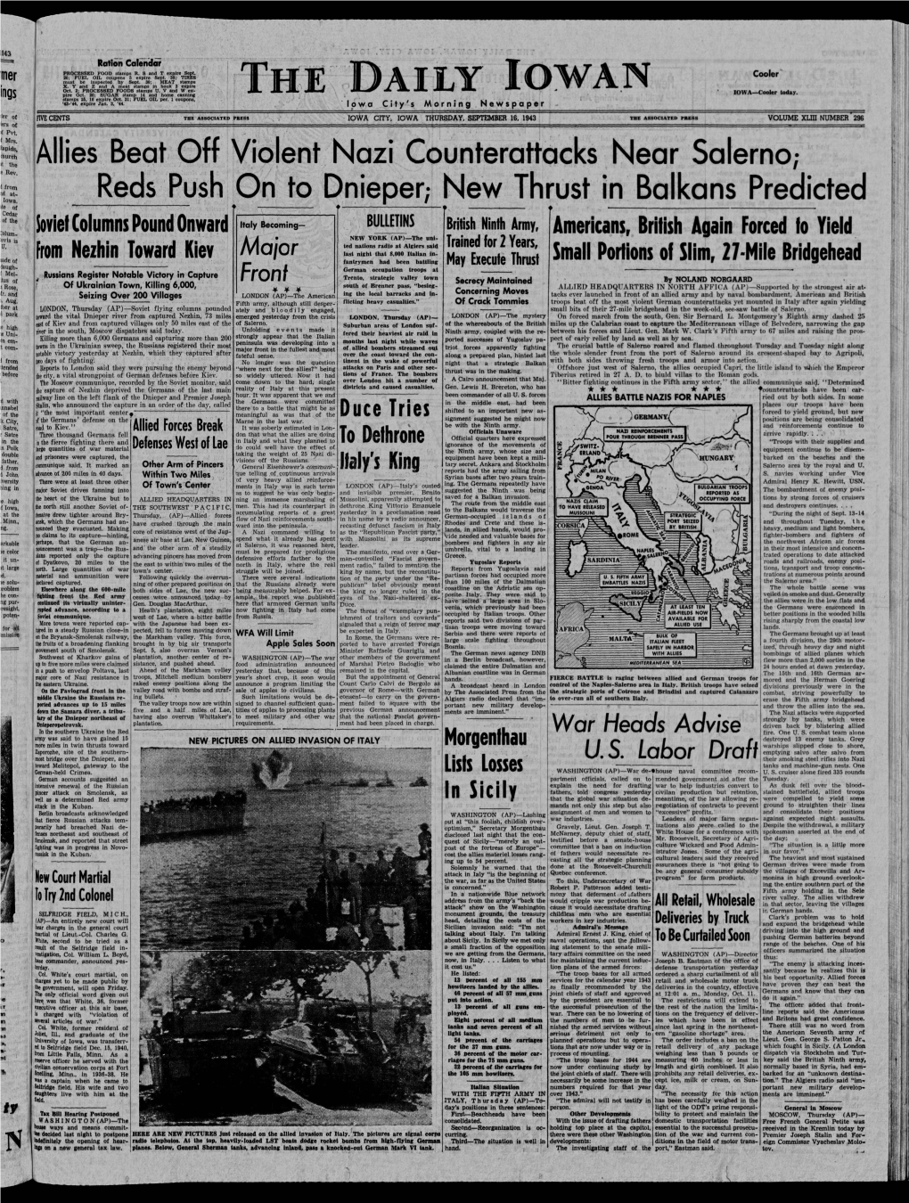 Daily Iowan (Iowa City, Iowa), 1943-09-16