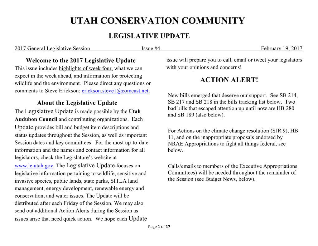 Utah Conservation Community Legislative Update