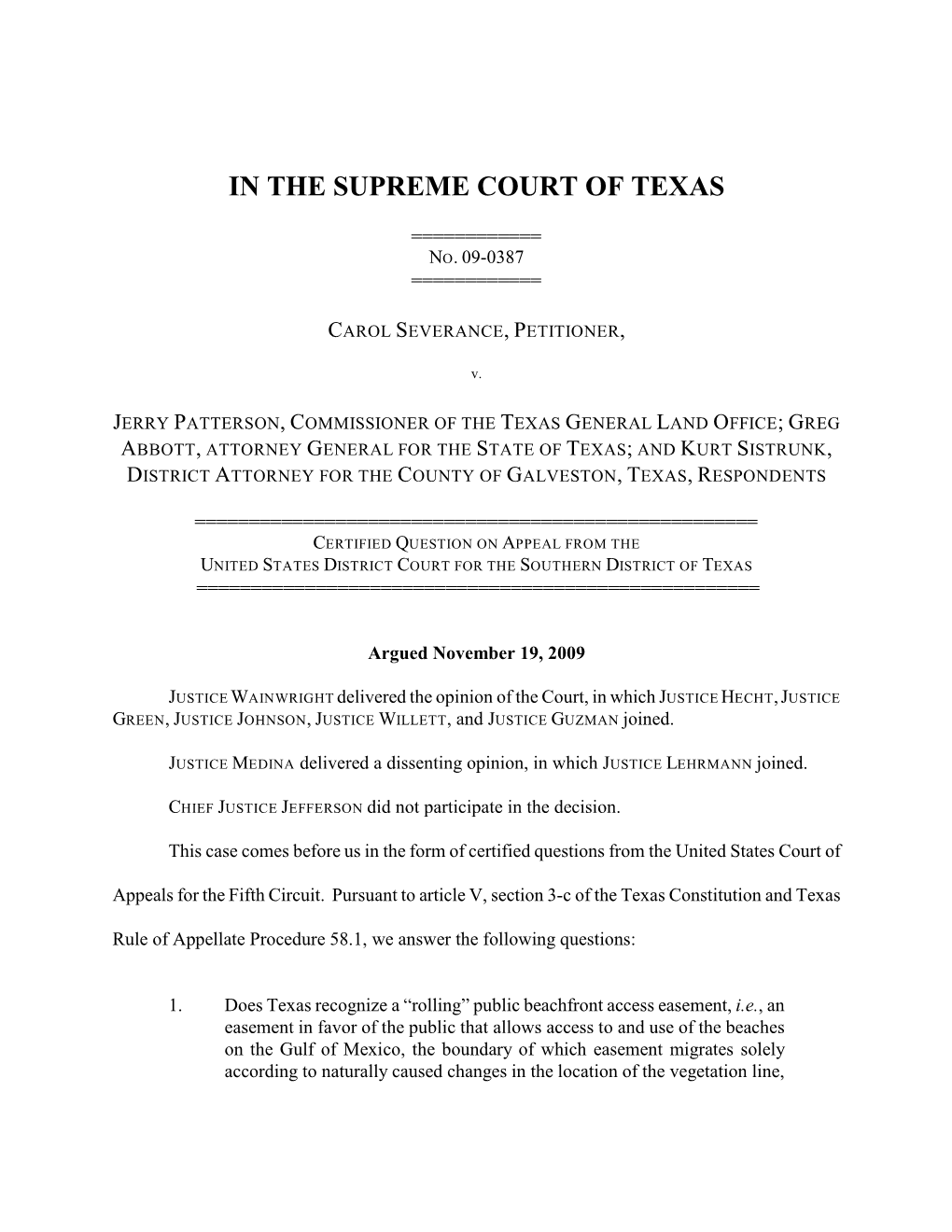 In the Supreme Court of Texas