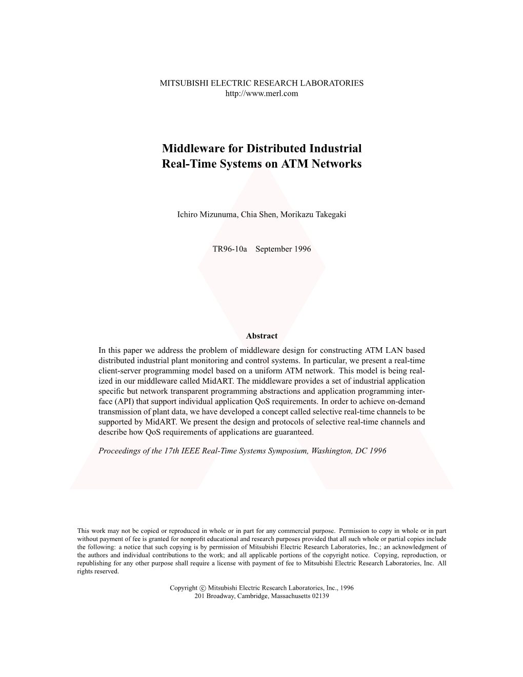 Middleware for Distributed Industrial Real-Time Systems on ATM Networks