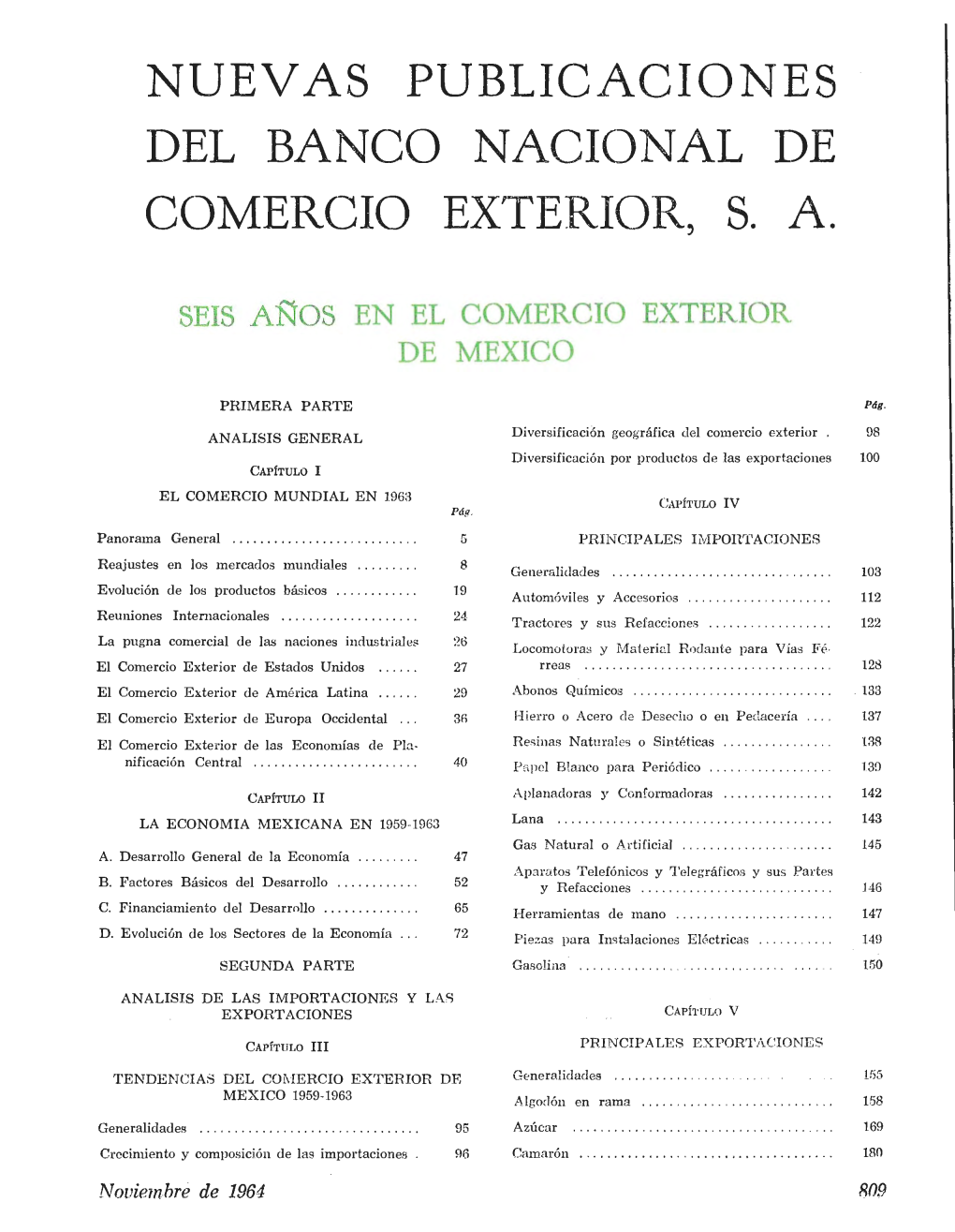 Nuevas Publicaciones Del Banco Nacional De Comercio Exterior. S. A