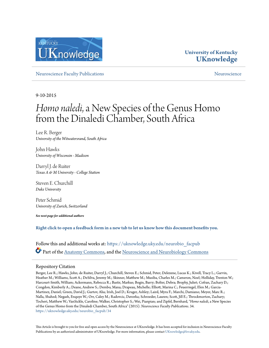 Homo Naledi</Em>