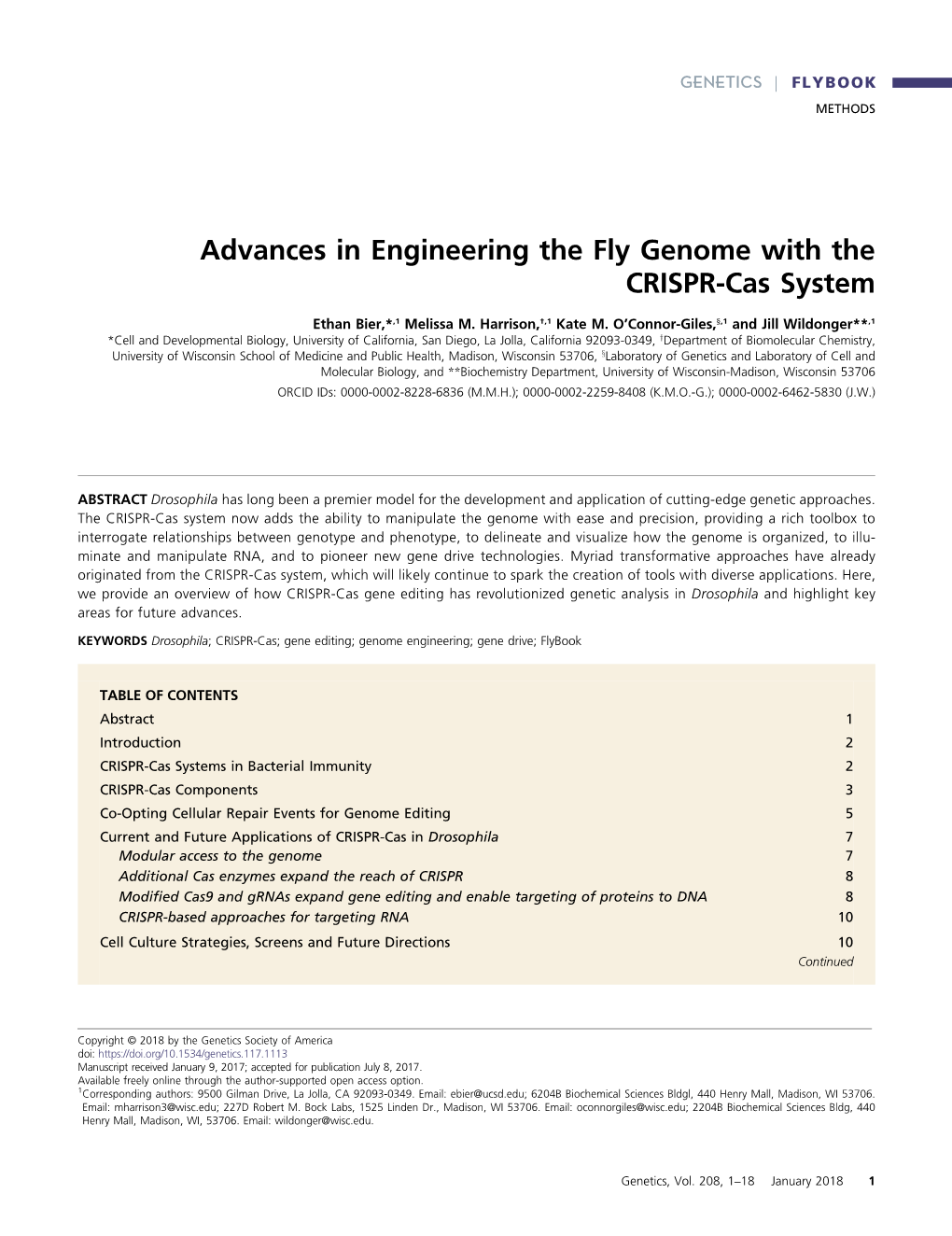 Advances in Engineering the Fly Genome with the CRISPR-Cas System