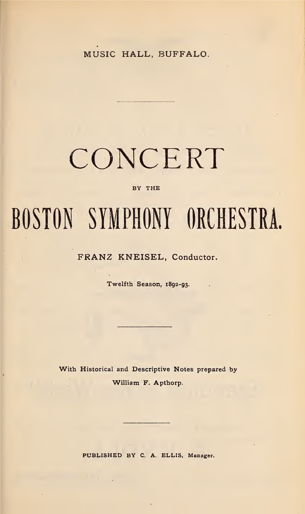 Boston Symphony Orchestra Concert Programs, Season 12, 1892-1893, Trip