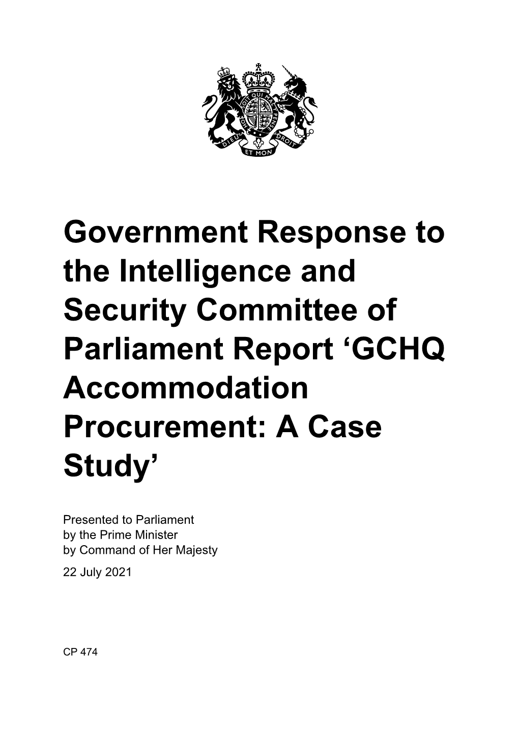 Gchq Accommodation Procurement: a Case Study’ Government Response