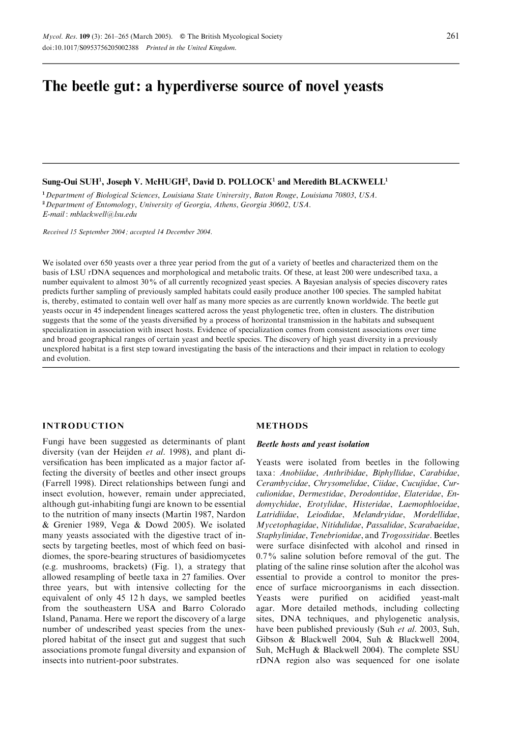 The Beetle Gut: a Hyperdiverse Source of Novel Yeasts