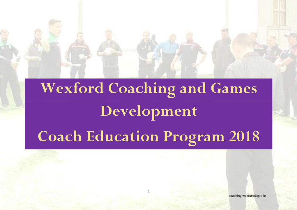 Wexford Coaching and Games Development Coach Education Program 2018