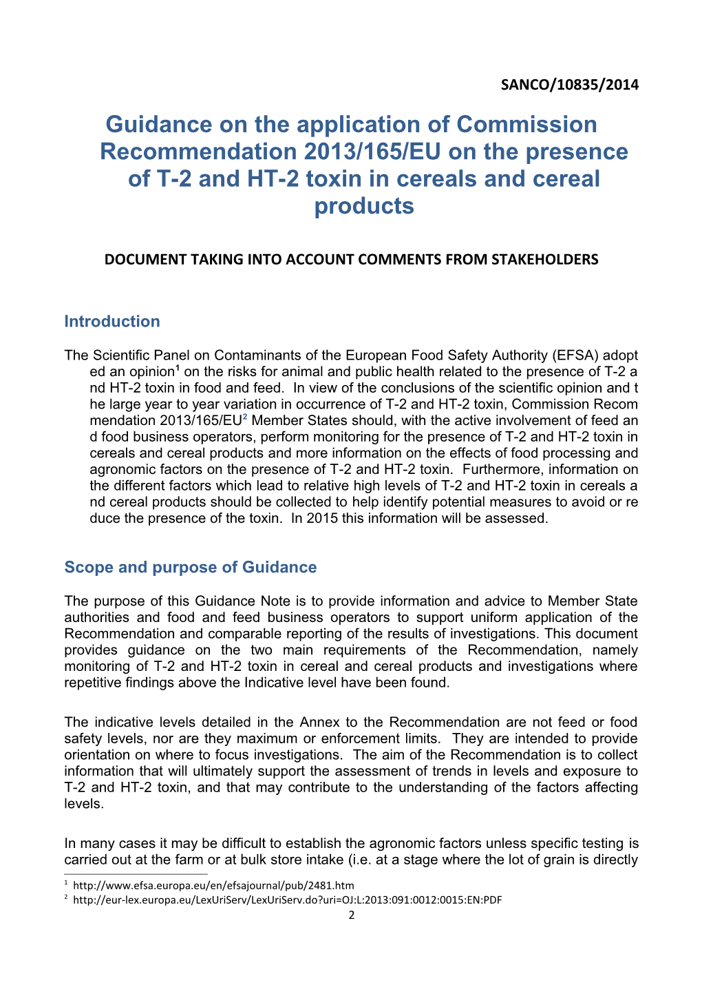 Guidance on the Checklist for Follow up on Acrylamide Levels