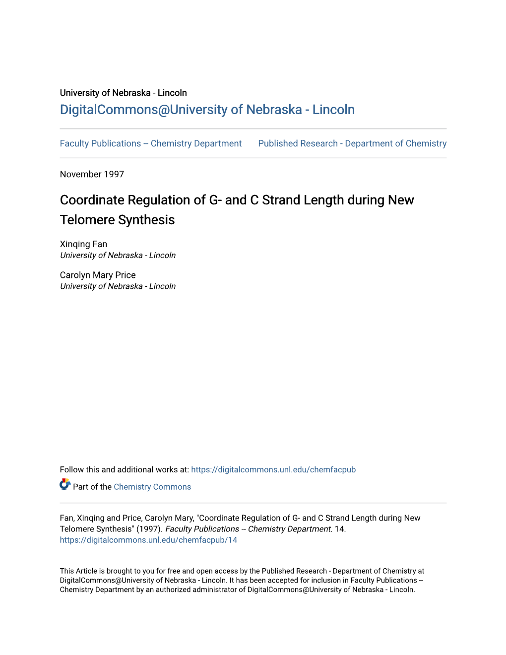 And C Strand Length During New Telomere Synthesis