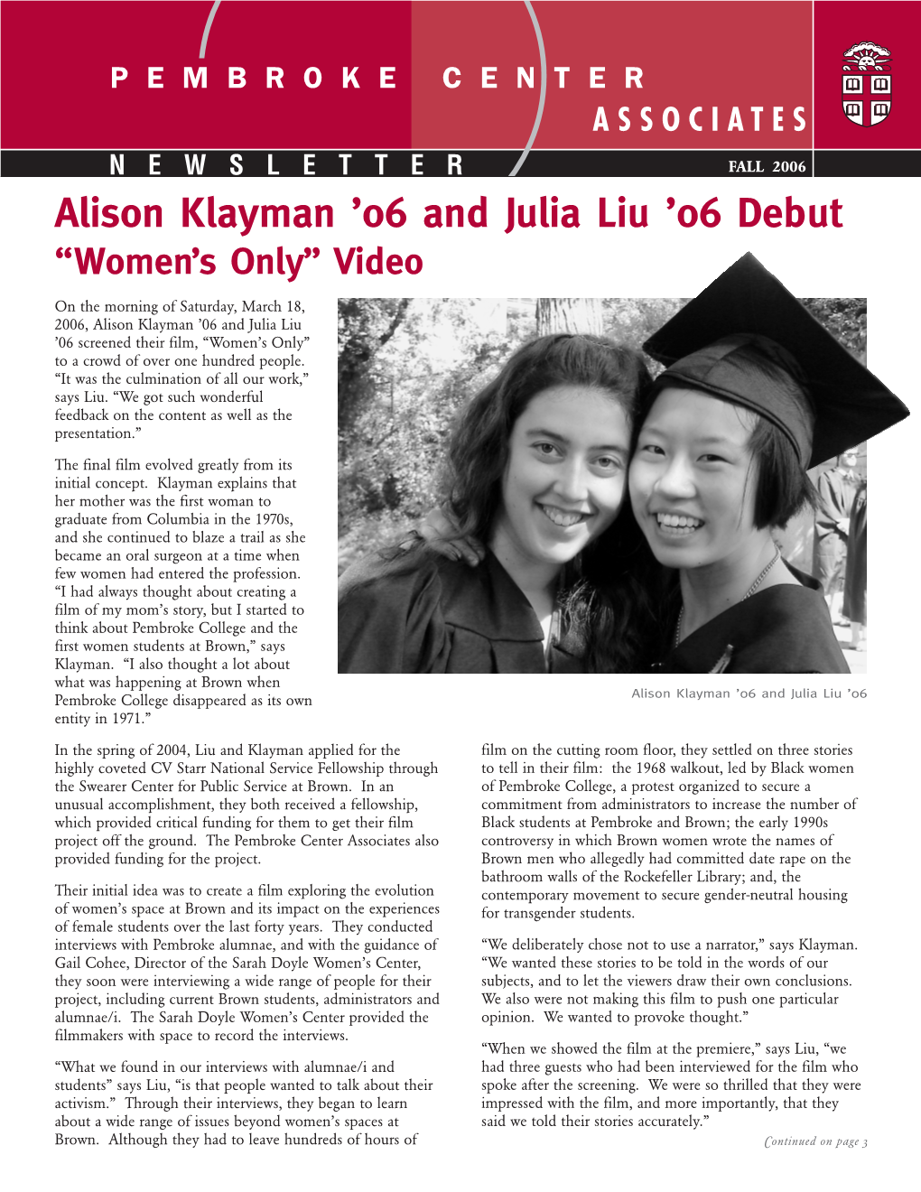 Alison Klayman ’06 and Julia Liu ’06 Debut “Women’S Only” Video