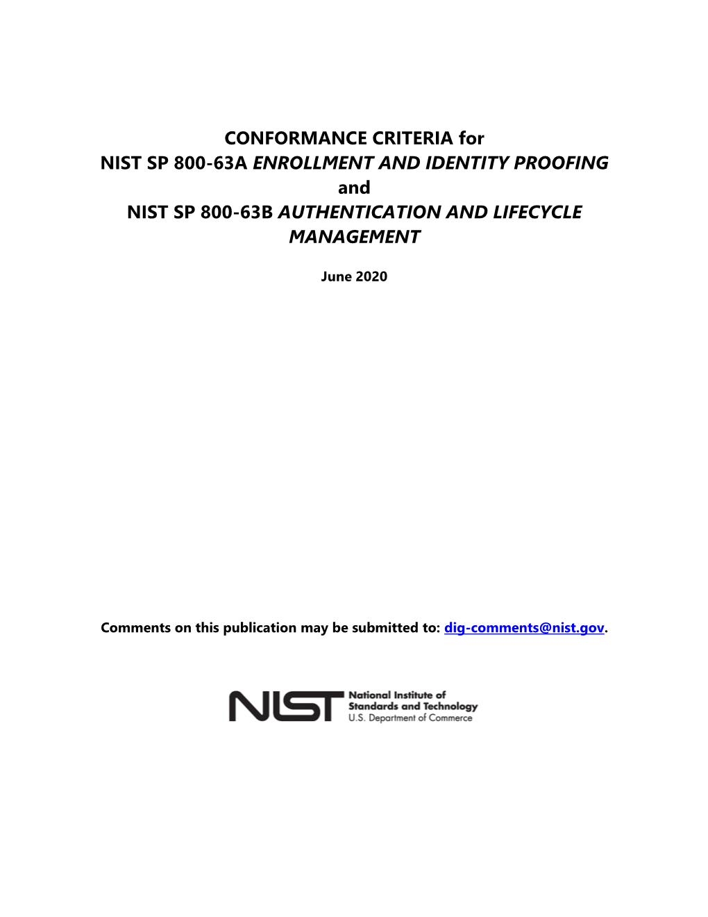 Conformance Criteria for NIST SP 800-63A and 800-63B