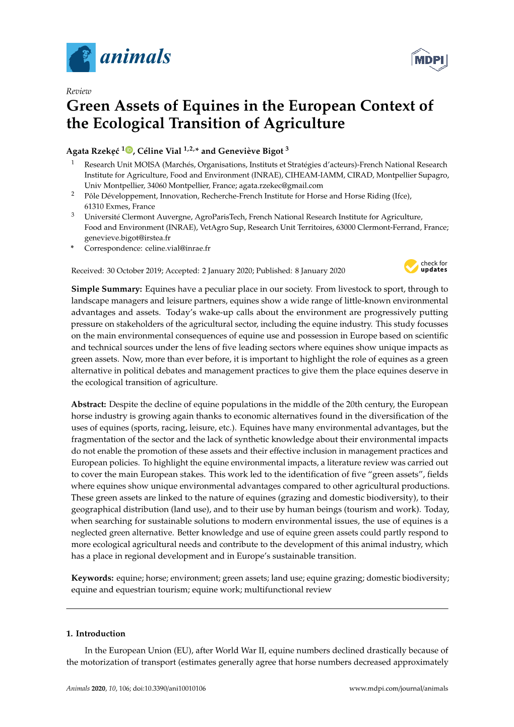 Green Assets of Equines in the European Context of the Ecological Transition of Agriculture