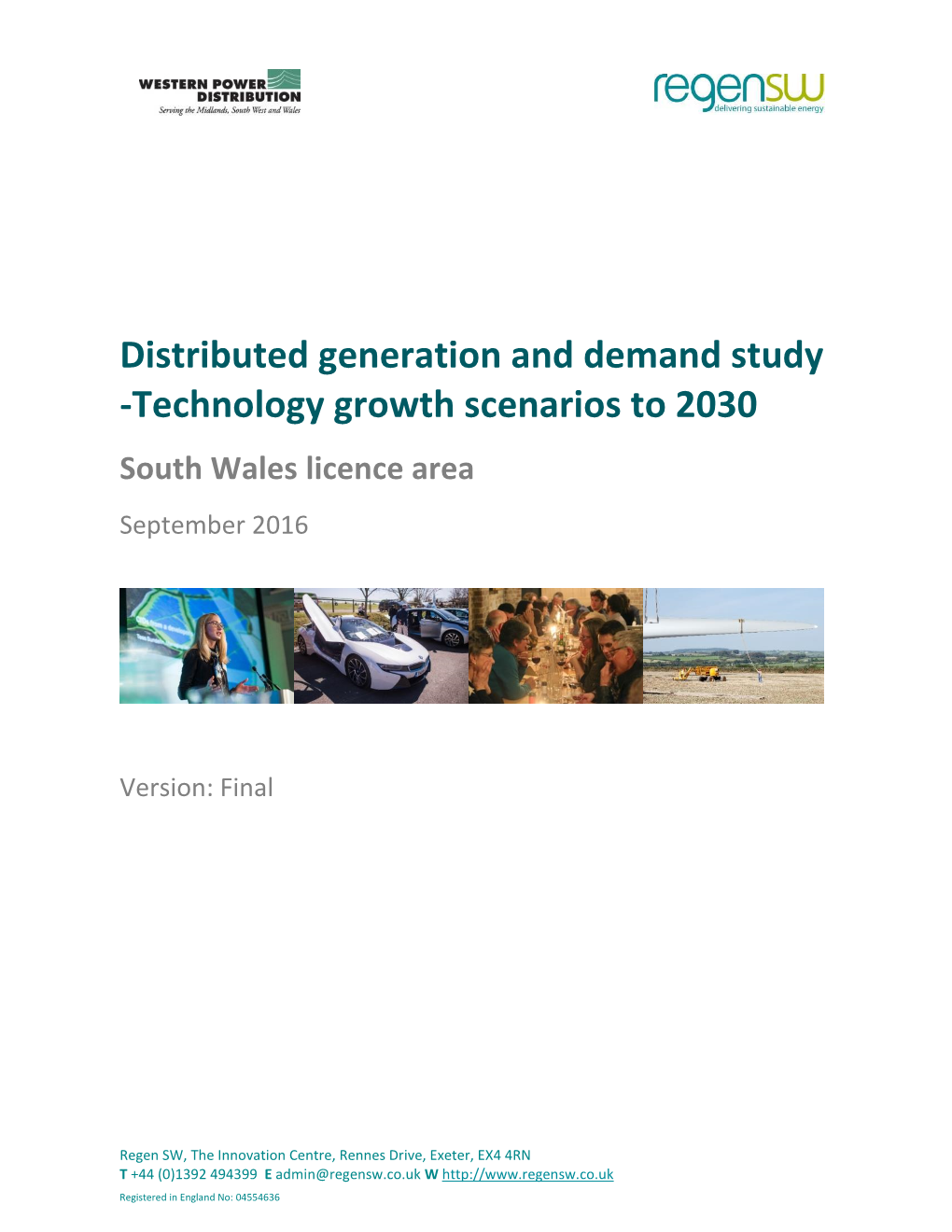 Distributed Generation and Demand Study -Technology Growth Scenarios to 2030 South Wales Licence Area September 2016