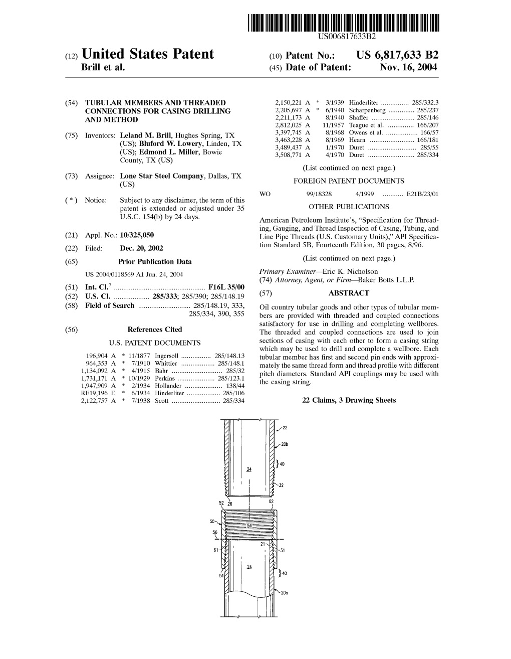 (12) United States Patent (10) Patent No.: US 6,817,633 B2 Brill Et Al