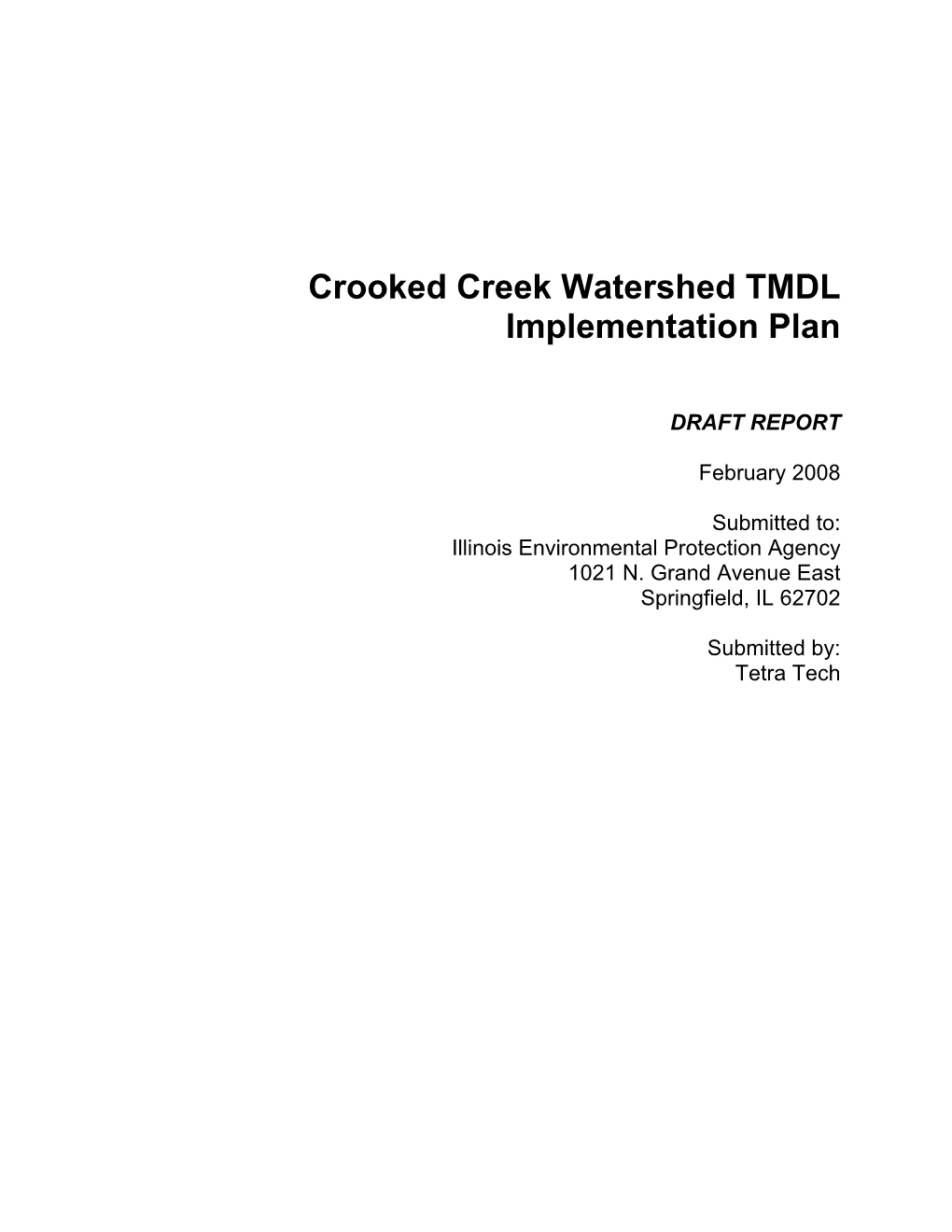 Crooked Creek Watershed TMDL Implementation Plan