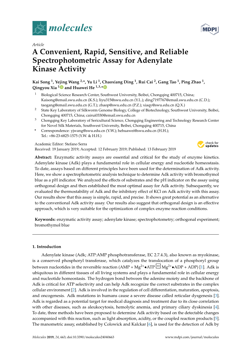 A Convenient, Rapid, Sensitive, and Reliable Spectrophotometric Assay